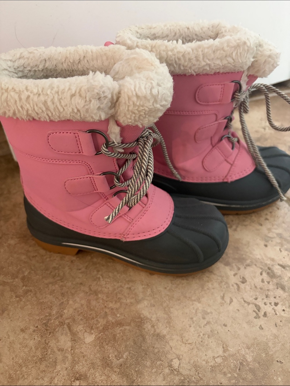 Cat & Jack Pink and Black Kids Snow Boots
